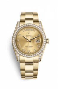 Rolex Day-Date 36 Yellow Gold Diamonds / Oyster / Champagne Roman 118388-0189