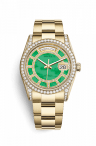 Rolex Day-Date 36 Yellow Gold Diamonds / Oyster / Green Jade Carousel 118388-0148