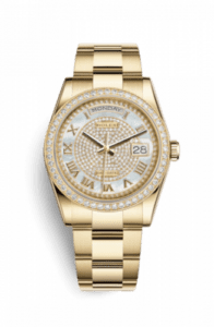 Rolex Day-Date 36 Yellow Gold Diamonds / Oyster / Paved Roman 118348-0127