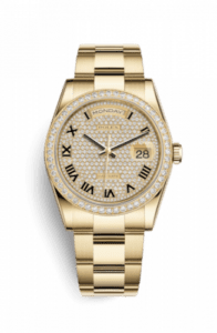 Rolex Day-Date 36 Yellow Gold Diamonds / Oyster / Paved Roman 118348-0226