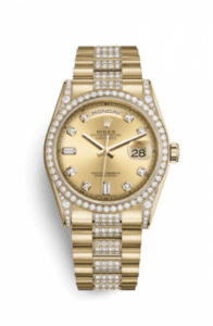 Rolex Day-Date 36 Yellow Gold Diamonds / President / Champagne Diamond 118388-0013