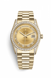 Rolex Day-Date 36 Yellow Gold Diamonds / President / Champagne Diamond 118388-0015
