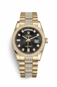 Rolex Day-Date 36 Yellow Gold Diamonds / President Diamond / Black Diamond 118348-0014