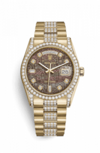 Rolex Day-Date 36 Yellow Gold Diamonds / President Diamonds / Black MOP Computer 118388-0147
