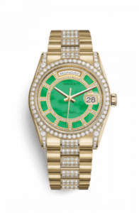 Rolex Day-Date 36 Yellow Gold Diamonds / President Diamonds / Green Jade Carousel 118388-0159