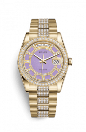 Rolex Day-Date 36 Yellow Gold Diamonds / President Diamonds / Lavender Jade Carousel 118348-0195