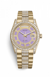Rolex Day-Date 36 Yellow Gold Diamonds / President Diamonds / Lavender Jade Carousel 118388-0160