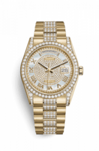 Rolex Day-Date 36 Yellow Gold Diamonds / President Diamonds / Paved MOP 118388-0037
