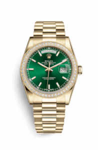 Rolex Day-Date 36 Yellow Gold Diamonds / President / Green 118348-0161