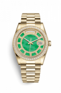 Rolex Day-Date 36 Yellow Gold Diamonds / President / Green Jade Carousel 118348-0180