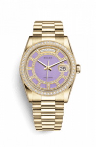 Rolex Day-Date 36 Yellow Gold Diamonds / President / Lavender Jade Carousel 118348-0191