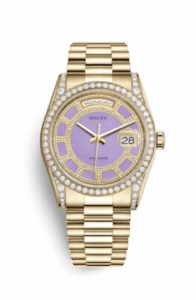 Rolex Day-Date 36 Yellow Gold Diamonds / President / Lavender Jade Carousel 118388-0161