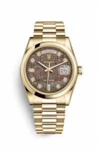 Rolex Day-Date 36 Yellow Gold Domed / President/ Black MOP Computer 118208-0084