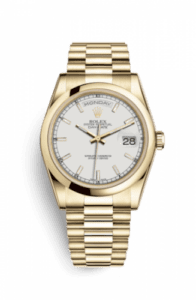 Rolex Day-Date 36 Yellow Gold Domed / President / White 118208-0068