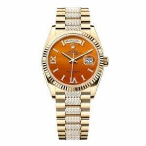 Rolex Day-Date 36 Yellow Gold - Fluted / Carnelian / President - Diamond 128238-0089