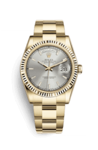 Rolex Day-Date 36 Yellow Gold Fluted / Oyster / Silver 118238-0164
