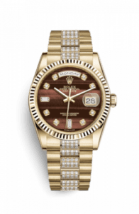 Rolex Day-Date 36 Yellow Gold Fluted / President Diamonds / Bull's Eye 118238-0421