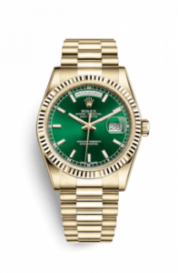 Rolex Day-Date 36 Yellow Gold Fluted / President / Green 118238-0419