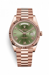Rolex Day-Date 40 Everose / Olive - Roman 228235-0025