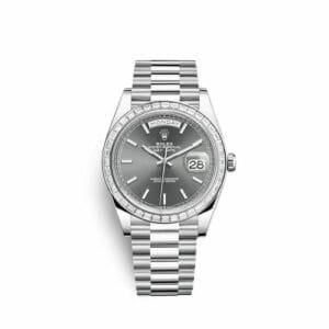 Rolex Day-Date 40 Platinum / Baguette / Grey 228396tbr-0031