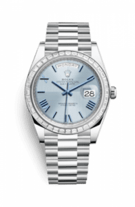 Rolex Day-Date 40 Platinum Baguette / Ice Blue Quadrant 228396tbr-0004