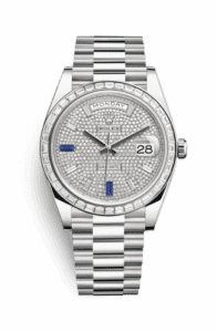 Rolex Day-Date 40 Platinum Baguette / Paved Baguette 228396tbr-0021