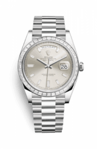 Rolex Day-Date 40 Platinum Baguette / Silver Baguette 228396tbr-0011