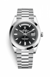 Rolex Day-Date 40 Platinum / Black - Diamond 228206-0013