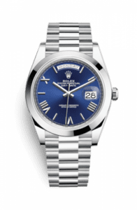 Rolex Day-Date 40 Platinum / Blue - Roman 228206-0015