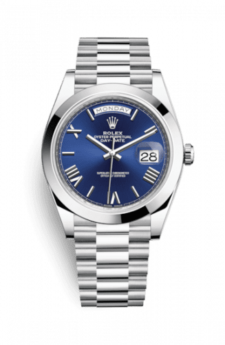 Rolex Day-Date 40 Platinum / Blue - Roman 228206-0015