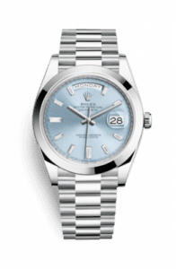 Rolex Day-Date 40 Platinum / Ice Blue Diagonal Diamond 228206-0002