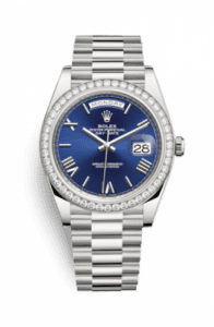 Rolex Day-Date 40 White Gold / Diamond / Blue Roman 228349rbr-0005