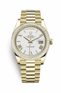 Rolex Day-Date 40 Yellow Gold / Baguette / Silver Roman 228398tbr-0033