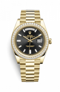 Rolex Day-Date 40 Yellow Gold / Diamond / Black Baguette 228348RBR-0001