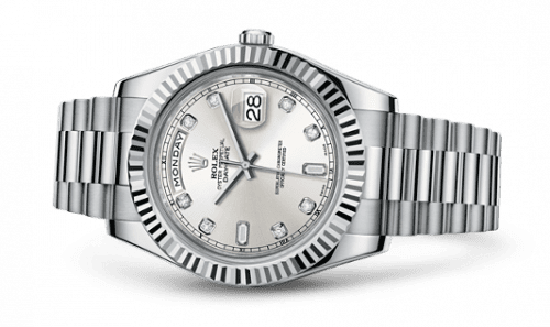 Rolex Day-Date II White Gold Silver Diamonds 218239-0006
