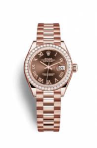 Rolex Lady-Datejust 28 Everose Diamond / President / Chocolate Roman 279135rbr-0016