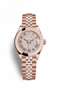Rolex Lady-Datejust 28 Everose Domed / Jubilee / Paved Roman 279165-0024