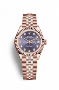 Rolex Lady-Datejust 28 Everose Fluted / Jubilee / Aubergine Diamond 279175-0020
