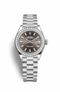 Rolex Lady-Datejust 28 Platinum Diamond / President / Dark Grey 279136rbr-0009