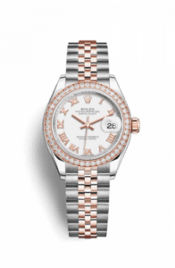 Rolex Lady-Datejust 28 Rolesor Rose Diamond / Jubilee / White Roman 279381rbr-0021