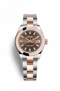 Rolex Lady-Datejust 28 Rolesor Rose Domed / Oyster / Chocolate 279161-0018