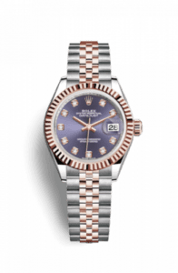 Rolex Lady-Datejust 28 Rolesor Rose Fluted / Jubilee / Aubergine Diamonds 279171-0015