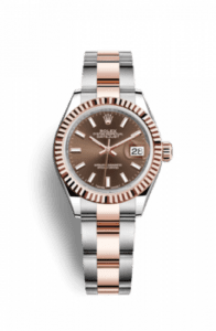 Rolex Lady-Datejust 28 Rolesor Rose Fluted / Oyster / Chocolate 279171-0018
