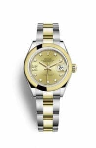 Rolex Lady-Datejust 28 Rolesor Yellow Domed / Oyster / Champagne Diamond 279163-0021