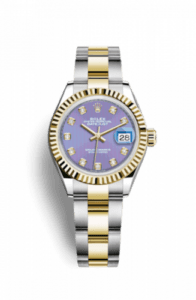 Rolex Lady-Datejust 28 Rolesor Yellow Fluted / Oyster / Lavender Diamond 279173-0018