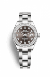 Rolex Lady-Datejust 28 Stainless Steel / Diamond / Grey - Diamond / Oyster 279384rbr-0018