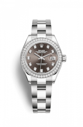 Rolex Lady-Datejust 28 Stainless Steel / Diamond / Grey - Diamond / Oyster 279384rbr-0018