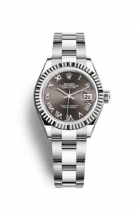 Rolex Lady-Datejust 28 Stainless Steel Fluted / Grey - Roman / Oyster 279174-0014