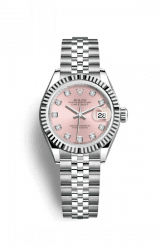 Rolex Lady-Datejust 28 Stainless Steel Fluted / Pink - Diamond / Jubilee 279174-0003