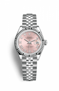 Rolex Lady-Datejust 28 Stainless Steel Fluted / Pink - Roman / Jubilee 279174-0017